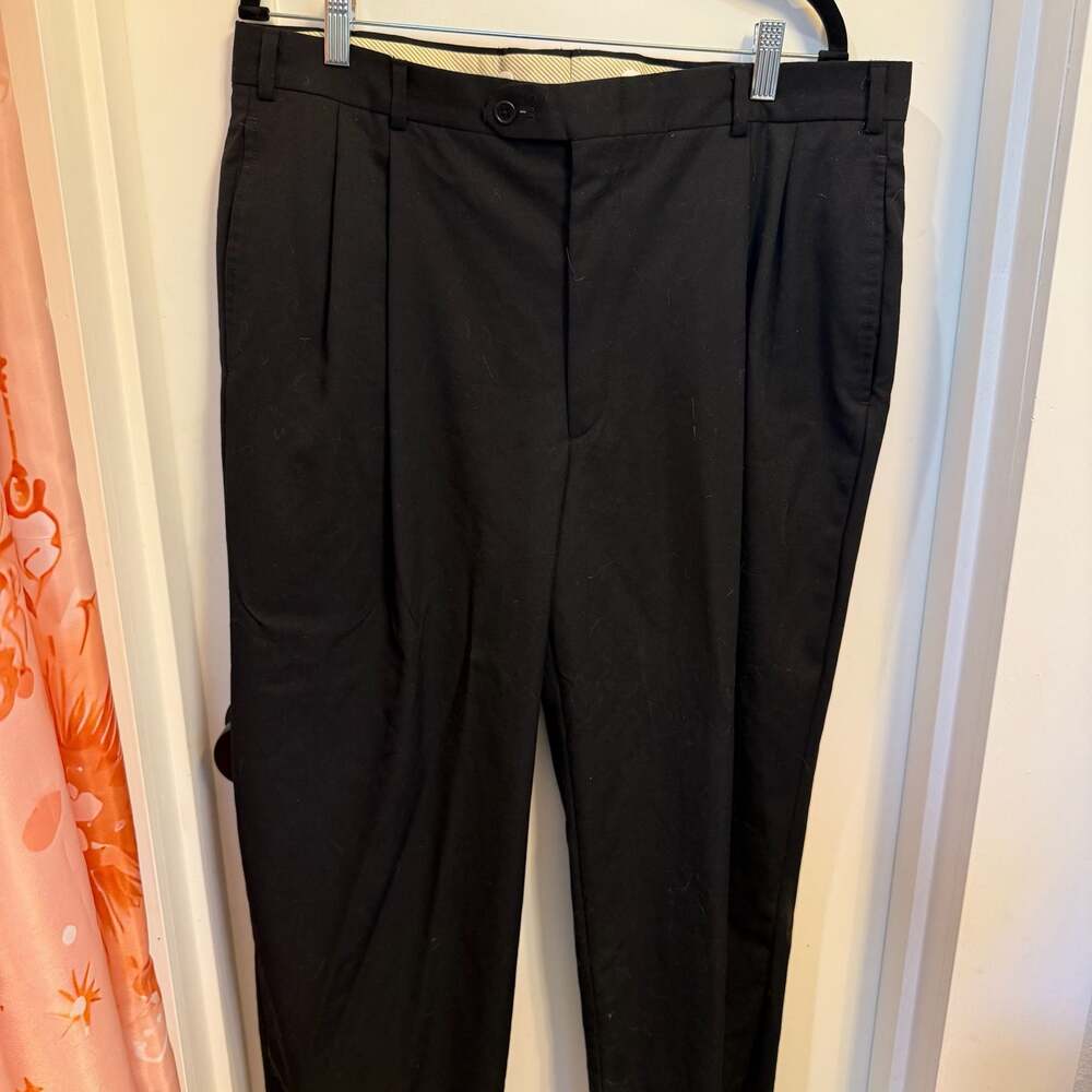 Nordstrom Smartcare Pleated Wool Dress Pants Black 36R
